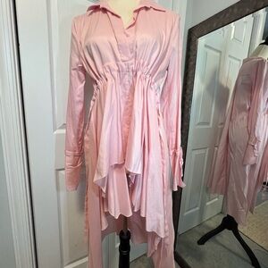 Zara Light Pink Draped Shirt Dress